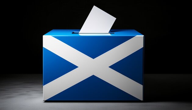 scotland flag voting box on black background; free space for text