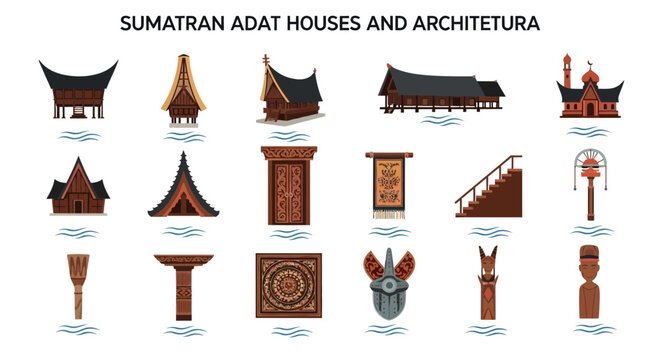Sumatran Adat Houses Architectural Elements Collection.