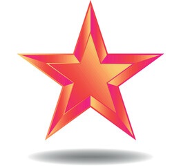 Obraz premium A large red star with a shadow on a white background