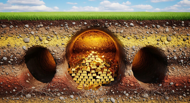 Striking it rich a bountiful discovery of gleaming gold bars within an underground tunnel