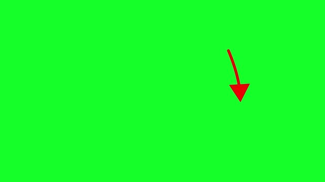 Professional red arrow animation with green screen background in 4K UHD, designed for call to action cues, tutorials and digital presentations