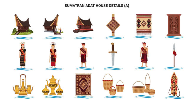 Sumatran Traditional Agat House Details.