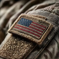 Fototapeta premium Military Patch on Camouflage Uniform