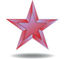 Obraz premium A shiny red star with five points on a white background