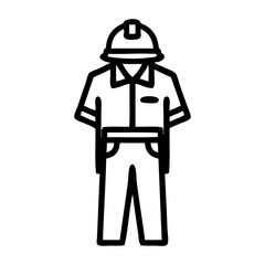 Dibujo minimalista con líneas de ropa de trabajo de obrero industrial con casco, camisa y pantalón © teracreonte