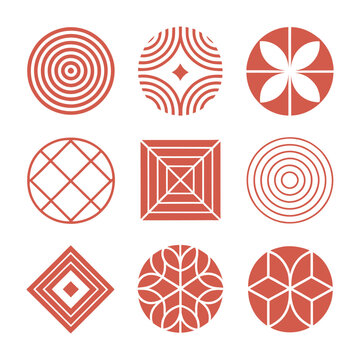 abstract geometric shapes logo silhouette vector line art logo design
