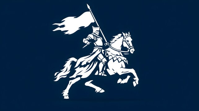 Knight on Horseback with Flag Illustration