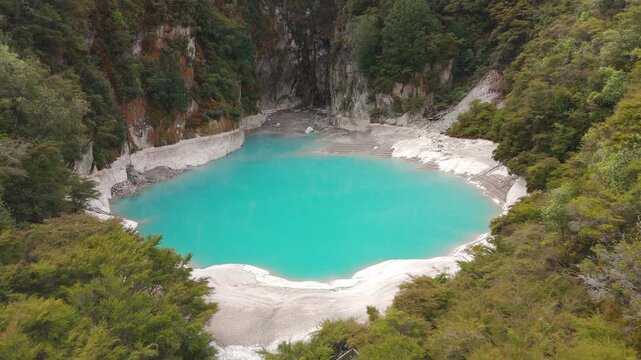 Waimangu Volcanic Valley with Thermal Springs near Rotorua. Aerial