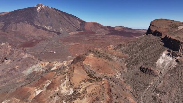 Guajara Mountain and Teide volcano. Tenerife. Canary islands. Aerial video.