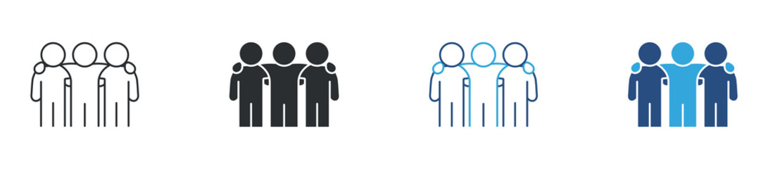 Teamwork icon set. Group collaboration, community and partnership concept with people together. Vector illustration.