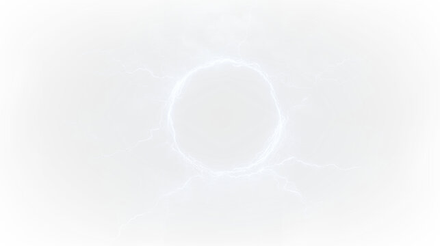 Circular electric energy formation with blue lightning on transparent background during daytime