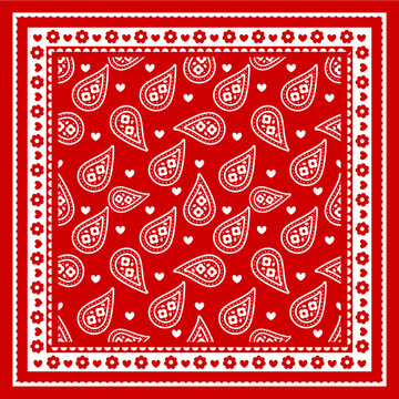 Minimal Red Paisley Bandana Seamless Pattern Background