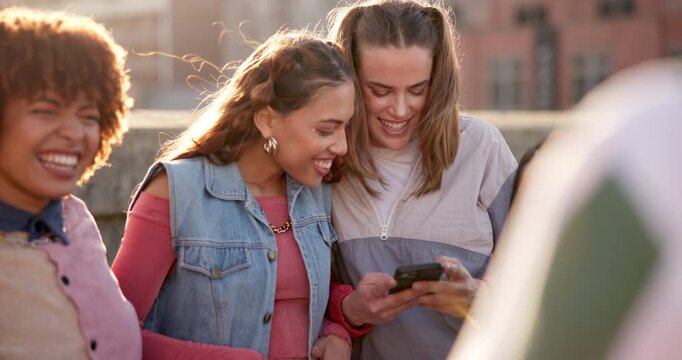 Phone, social media and talking with people in city for networking, communication and streaming. Post, notification and comment with group of gen z friends for subscription, viral and mobile app