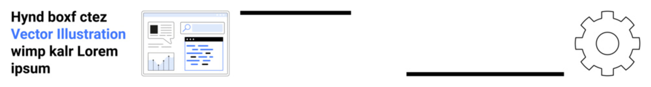 Workflow management, user interface, system settings, process optimization, software development, engineering concepts. Thumbnail of a website layout, text and gear symbol. Workflow management