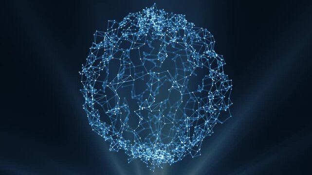 Digital Network Sphere of connected lines and dots 4K loop