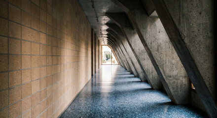 Obraz premium Brutalist Corridor Geometry With Terrazzo Perspective Depth