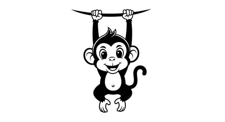 Monkey hanging from a bar. © Muhamad
