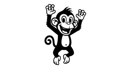 Smiling monkey with hands up high. © Muhamad