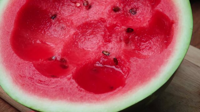 Closeup of fresh red watermelon fruit.