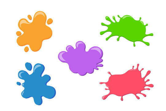 Vector Colorful Glossy Paint Splashes and Slime Blops Set Abstract Liquid Drops