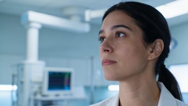 Woman doctor pointing brain scan tapping display adding green mark while checking ECG planning care