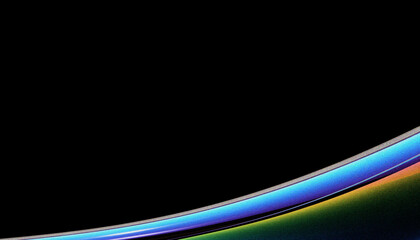 Obraz premium Curved object with rainbow colored edge on black background modern design element