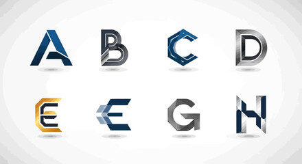 Modern Alphabet Logos: A, B, C, D, E, F, G, H, Unique Letter Designs © apip