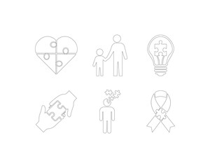 Fototapeta premium Set of 6 mental health icons vector