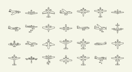 Vintage Aircraft Icons: Retro Airplane Collection © apip