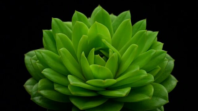Captivating green succulent plant showcasing vibrant layers against a dark backdrop.