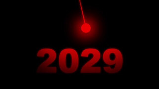 Glowing Light Bulb Illuminating 2029 on Dark Background &ndash; Futuristic New Year Innovation, Vision, Success and Business Growth Concept ,  Innovation 4k animation video..