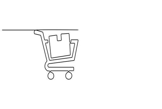 Animation Black shopping cart icon vector line drawing