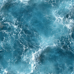 Fototapeta premium seamless texture. Turquoise ocean water with waves and foam creating a dynamic texture, sunlight reflecting on the surface, suitable for backgrounds and design projects