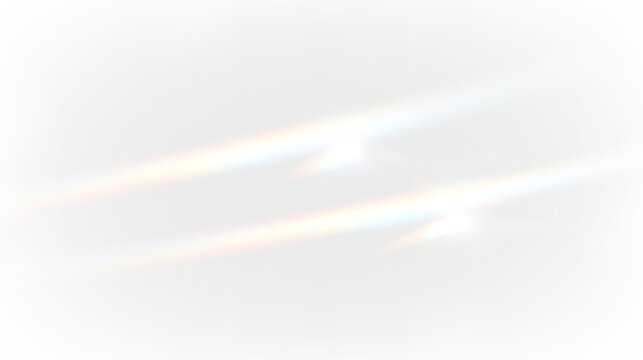 Colorful light reflections on a transparent background showing rainbow patterns and shapes