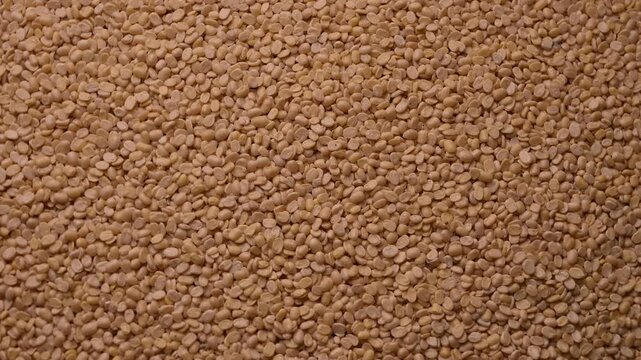 Top View of Urad Dal (Black Gram - Split Lentils) Rotating on Textured Background &ndash; Food Footage