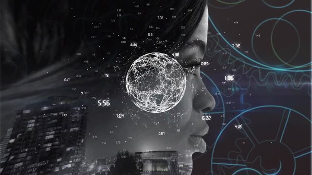 Animation of globe over network of connections and globe