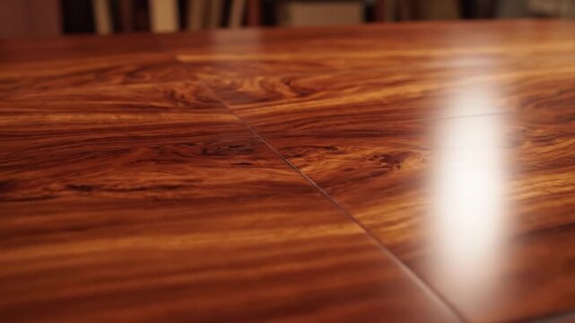 Precisely Joined Polished Wood Grain Floor Tiles with Rich Texture and Subtle Reflections