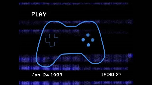 Animation of interference over gamepad icon on black background