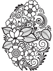 Brown henna floral design coloring page © Anamul