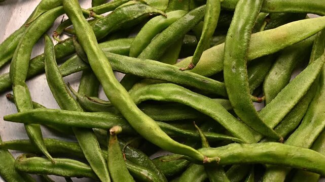 Top View of Fresh Sem Ki Phalli (Broad Beans) &ndash; Green Vegetable