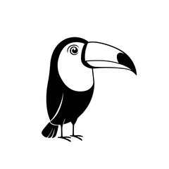 Fototapeta premium Toucan. Toucan simple black and white line art vector logo