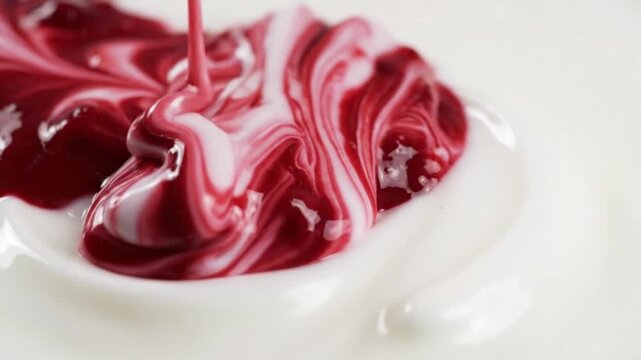 yogurt swirl texture close up on white background