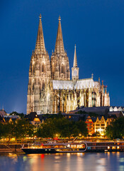 Obraz premium Night View Of Cologne Cathedral, Germany. Europe