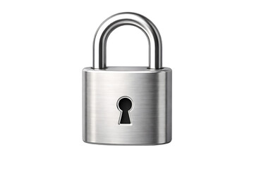 Naklejka premium Metal padlock security lock with keyhole isolated on transparent background