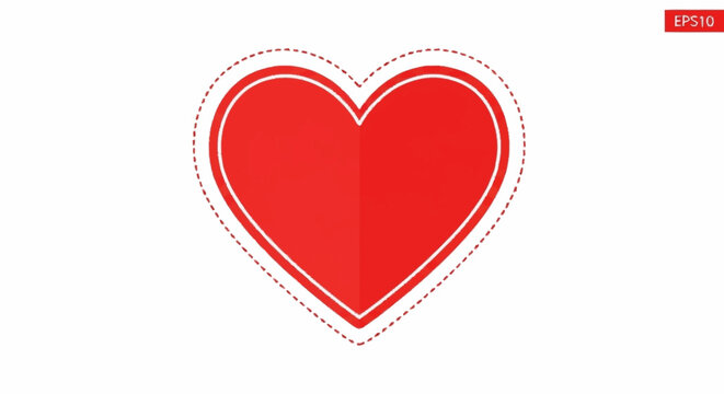 A detailed heart shape with white outline and dotted border is shown.