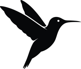 Obraz premium Minimalist hummingbird silhouette vector illustration with elegant wings extended, modern decorative bird design for nature posters, branding, logos, wall art, and creative projects