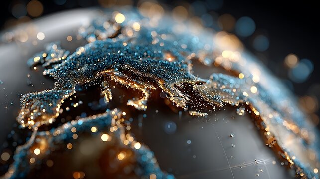 Abstract digital earth grid with linked nodes and data lines wallpapers