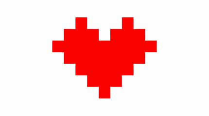 Obraz premium A pixel art heart symbol is shown in red color graphic illustration.