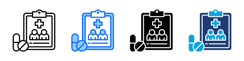 Clinical Trials Icon Set Multi Style Vector Illustration