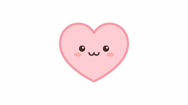 A cute heart illustration with a smiling face and rosy cheeks is depicted.